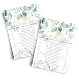Greenery Bridal Shower Games - 25 Cards - Who Knows The Bride Best & Would She Rather - Rustic Botanical Designs For Wedding Reception, Bridal Showers, Or Birthday Celebrations - 5X7 Pack