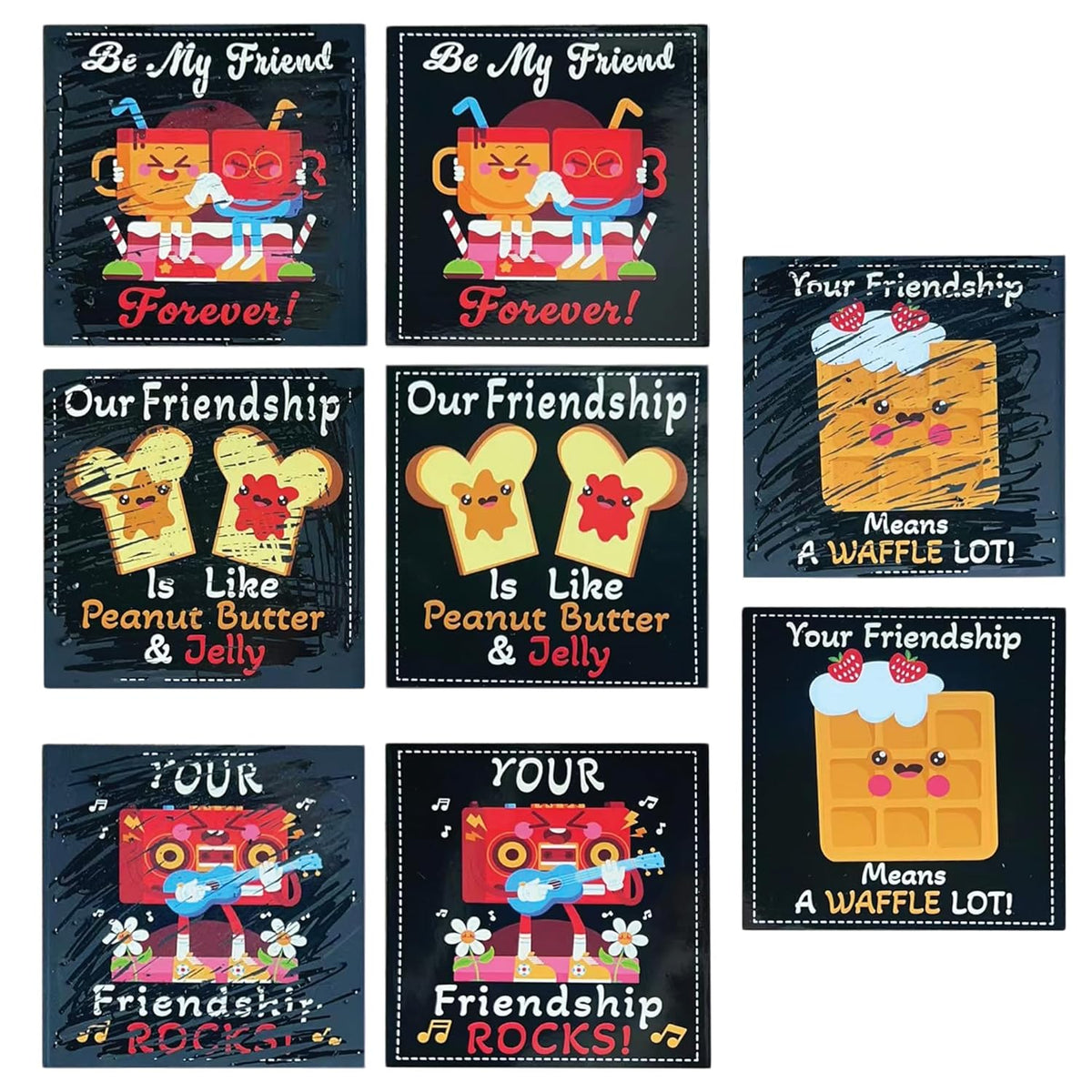 Valentines Scratch Off Cards | 36 Cards, 4 Designs Valentines Set | 5” X 5” Pre Designed Friendship Exchange Cards | Classroom Party Valentines Gifts | Envelopes, Strings, Sticks Included