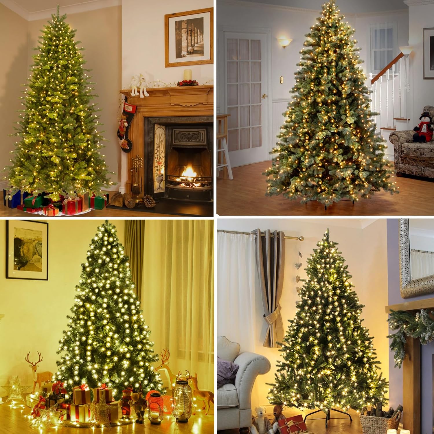 Christmas Tree Lights Indoor Outdoor, 280 Led Christmas String Lights 6.6Ft X 8 Lines With 8 Modes & Timer, Waterproof T