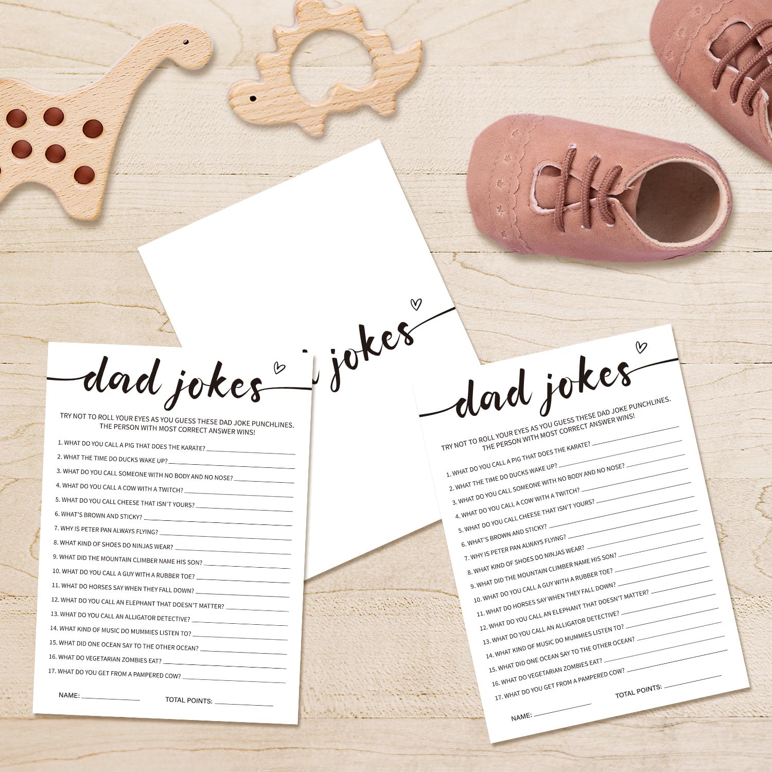 Baby Shower Game - Dad Jokes Game Cards For New Parents, New Mom & Dad Card, Gender Reveal Boy Or Girl, 30 Set Minimalist Baby Shower Party Supplies -08