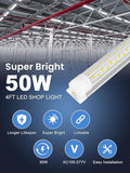 10 Pack 4FT LED Shop Lights 50W 7500LM 6000K V Shape Linkable Garage Warehouse Lights