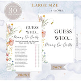 Boho Wildflower Guess Who Mommy Or Daddy Game, Baby Shower Game, Pack Of 30 Cards, Gender Neutral Boy Or Girl, Fun Baby Activity - Fa11