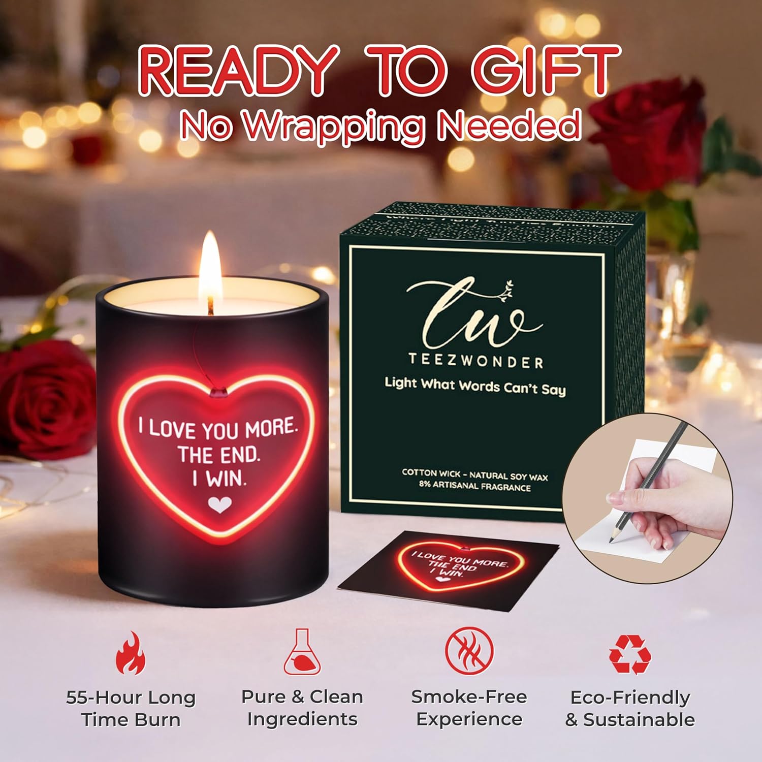 Valentines Day Gifts For Her Girlfriend - I Love You More Vanilla Lavender Romantic Candles 10 Oz - Anniversary Valentines Birthday Gifts For Wife Men Women Girlfriend Boyfriend Him Husband