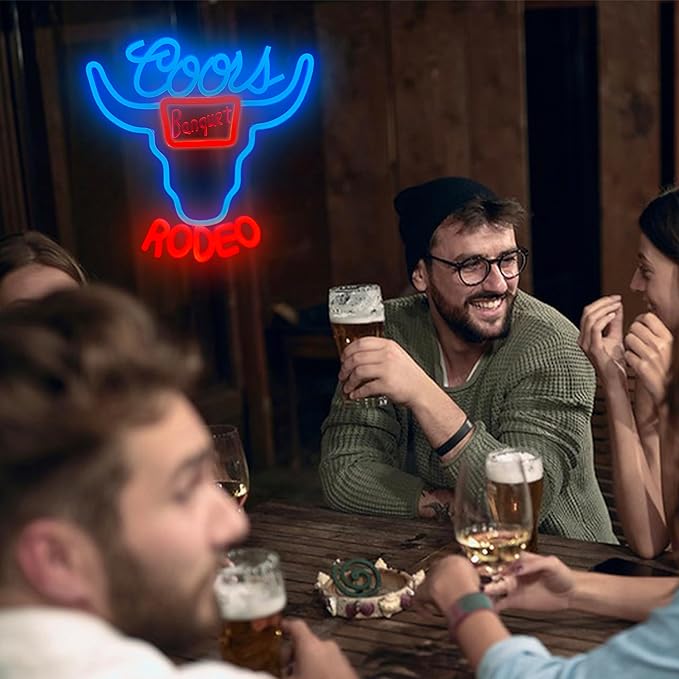 Beer Neon Sign Dimmable Western Rodeo LED Wall Light for Man Cave Home Bar Pub Decor