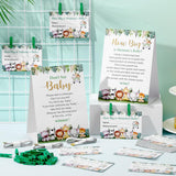 105 Pcs Baby Shower Games Include How Big Is Mommy'S Belly Game Measure Mommy'S Belly Sign Don'T Say Baby Sign, 50 Mini Clothespin 50 Guessing Card 3 Roll Measuring Tape (Green,Safari Animal)