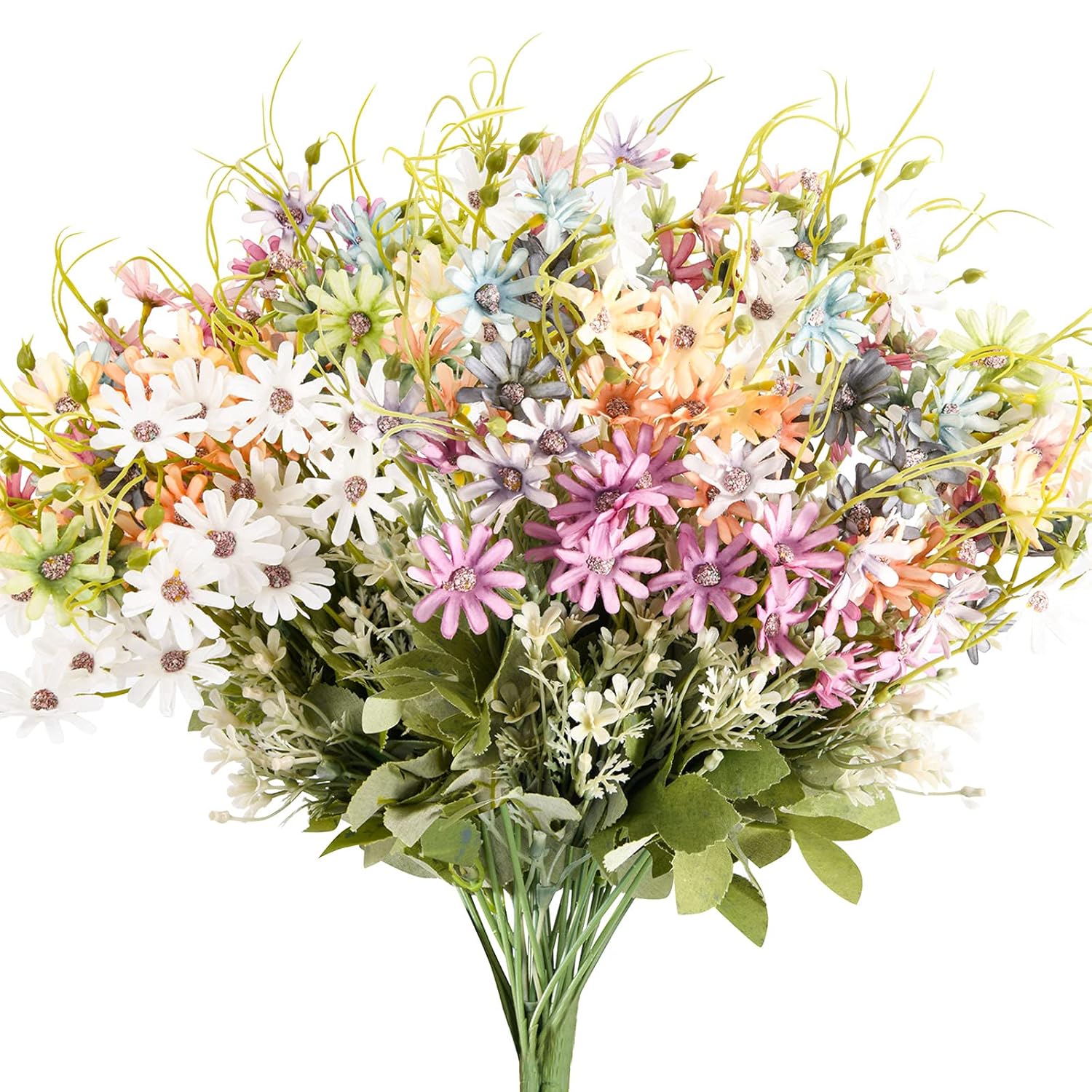 6 Bundles Wildflowers Artificial Flowers Outdoor Fake Daisy Uv Resistant Silk Wild Flower Bouquets Bulk Faux Plants Plastic Greenery For Decoration Vase Floral Arrangements Home Décor