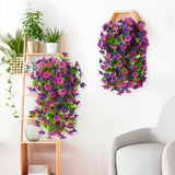Artificial Flowers Outdoor Spring Decor Faux Silk Morning Glory Fake Hanging Flowers 2Pcs, Uv Resistant Look Real For Home Porch Lawn Garden