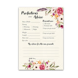 Boho Prediction And Advice Cards - Pack Of 25 - Bohemian Pink Girl Baby Shower Games, Floral Wishes For New Parents Mom & Dad To Be Mommy & Daddy Message, Coed Shower Activity Keepsake Book G400-Pdav