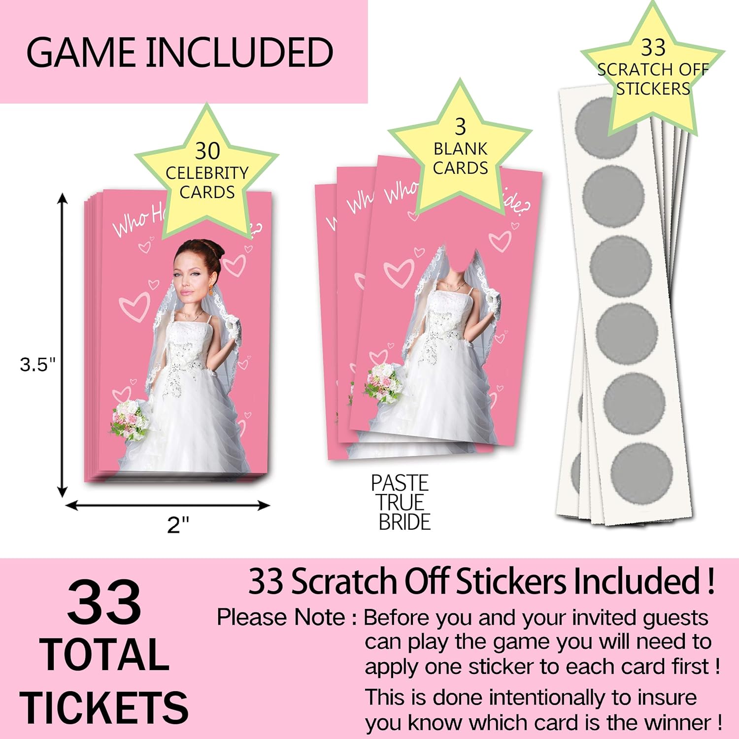 Bridal Shower Games - Scratch Off Bridal Shower Game.Funny Bachelorette Party Games - Who Has The Bride - 33 Sheets Pink