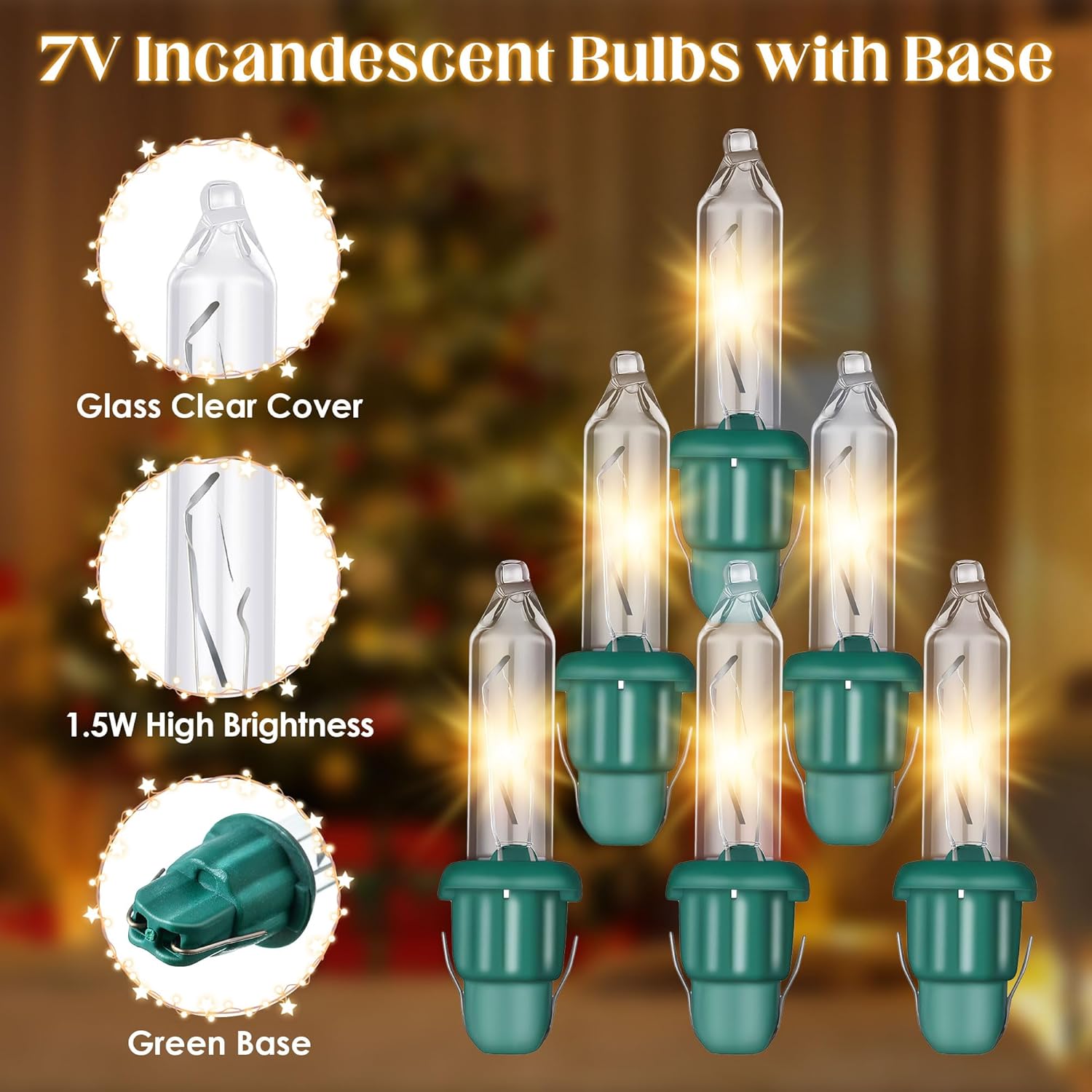 50 Pieces Twinkle Christmas Tree Light Replacement Bulbs, 2.5 Volt Clear Incandescent Bulbs Christmas Tree String Light