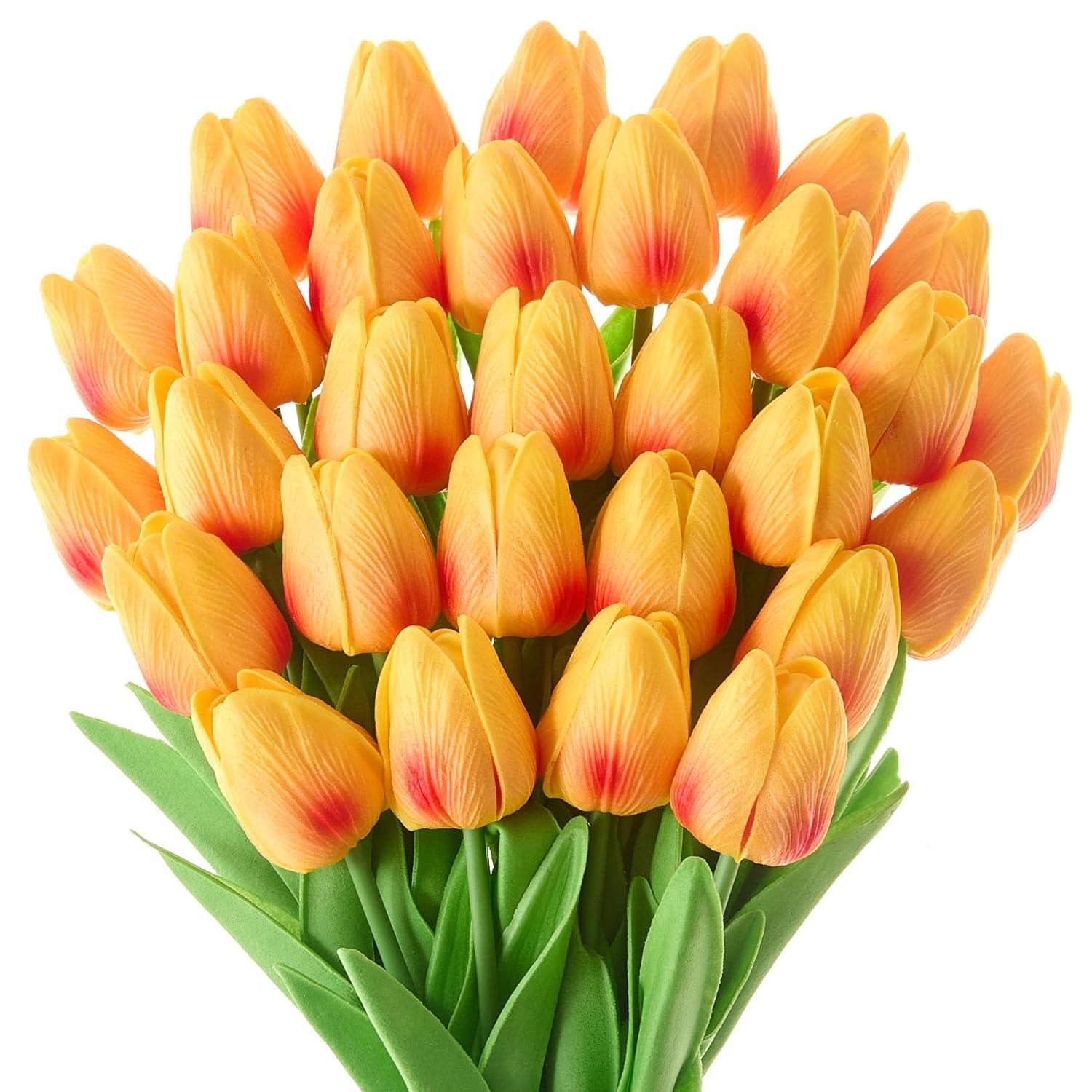 30 Pcs Artificial Fake Fall Plants Orange Tulips Artificial Flowers Latex Tulips Real Touch 13" Silk Flower For Spring Mother'S Day Easter Gifts In Bulk Home Kitchen Wedding Decorations