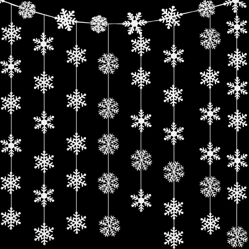 10 Sets Snowflake Hanging Garland White Snowflakes Decorations Winter