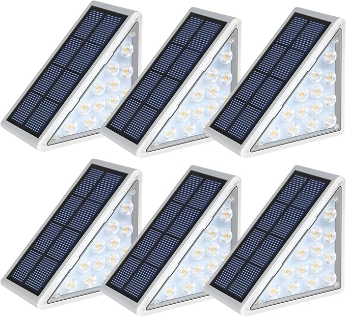 6 Pack Solar Step Lights IP67 Waterproof LED Deck Stair Pathway Outdoor Lights