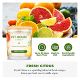 Pet House Candle Plant-Based/Soy - Clean Burning Scented, Long Lasting Pet Odor Candle For Home - Fresh Citrus