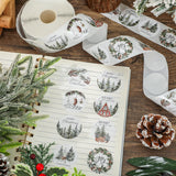 1000Pcs Christmas Roll Stickers 1.5 Inch Self-Adhesive Watercolor Cedar Wreath Pine Cone Label Decals For Winter Xmas Seal Cards Envelopes, 8 Designs