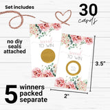 Charming Floral Bridal Shower Games - 30 Pack - Pink Scratch Off Raffle Cards - Fun Wedding Activities, Lottery Tickets & Door Prizes - Rustic Floral Theme
