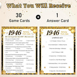 80Th Birthday Party Games, 1946 Quiz & Guess The Price Game Cards, Black Gold 80Th Birthday Party Supplies For Men Women, Pack Of 30 Cards