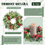 6 Pcs Natural Starfish Mini Christmas Candle Ring Wreaths Sea Star Fish Artificial Small Pillar Holder Wreaths For Cabinet Window Home Chair Front Door Farmhouse Wall Porch Beach Decoration