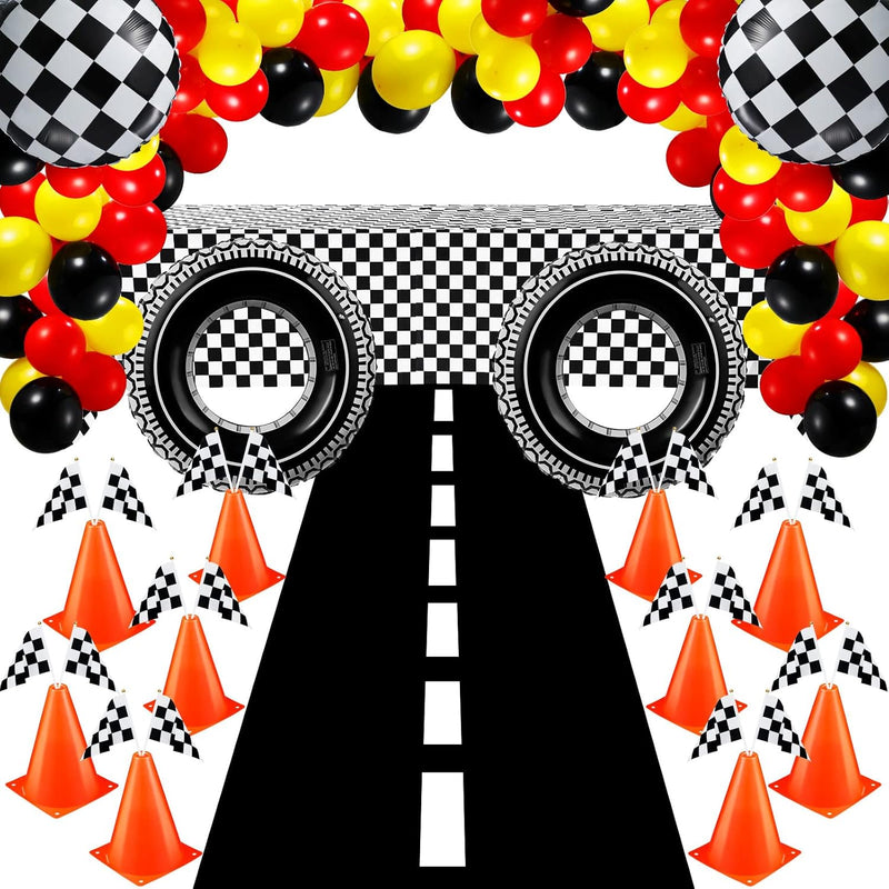 81 Pieces Race Car Party Supplies Include 53 Pieces Balloons Traffic C