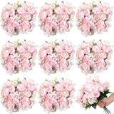 16 Bundles Artificial Peony Silk Flower Hydrangea Fake Peony Bouquet Elegant Faux Flowers With Stems For Wedding Table Centerpiece Party Home Diy Decoration(Light Pink)