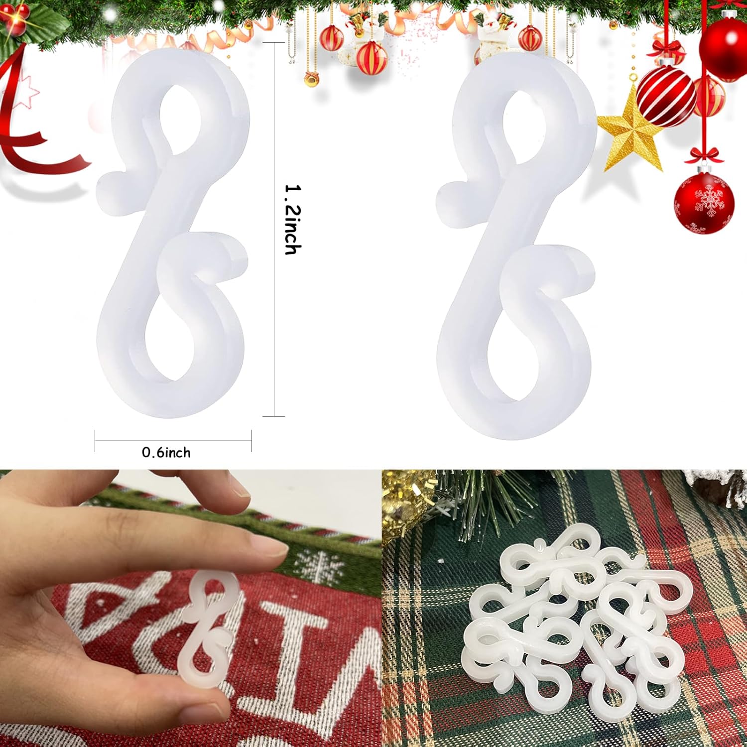 100 Pcs Christmas Light Clips, Gutter Hanger Hooks Outdoor Holiday Light Clips S Clips For Christmas Indoor Outdoor Decoration String Lights, Rope Lights, Weatherproof Outdoor Mini Lights Clips