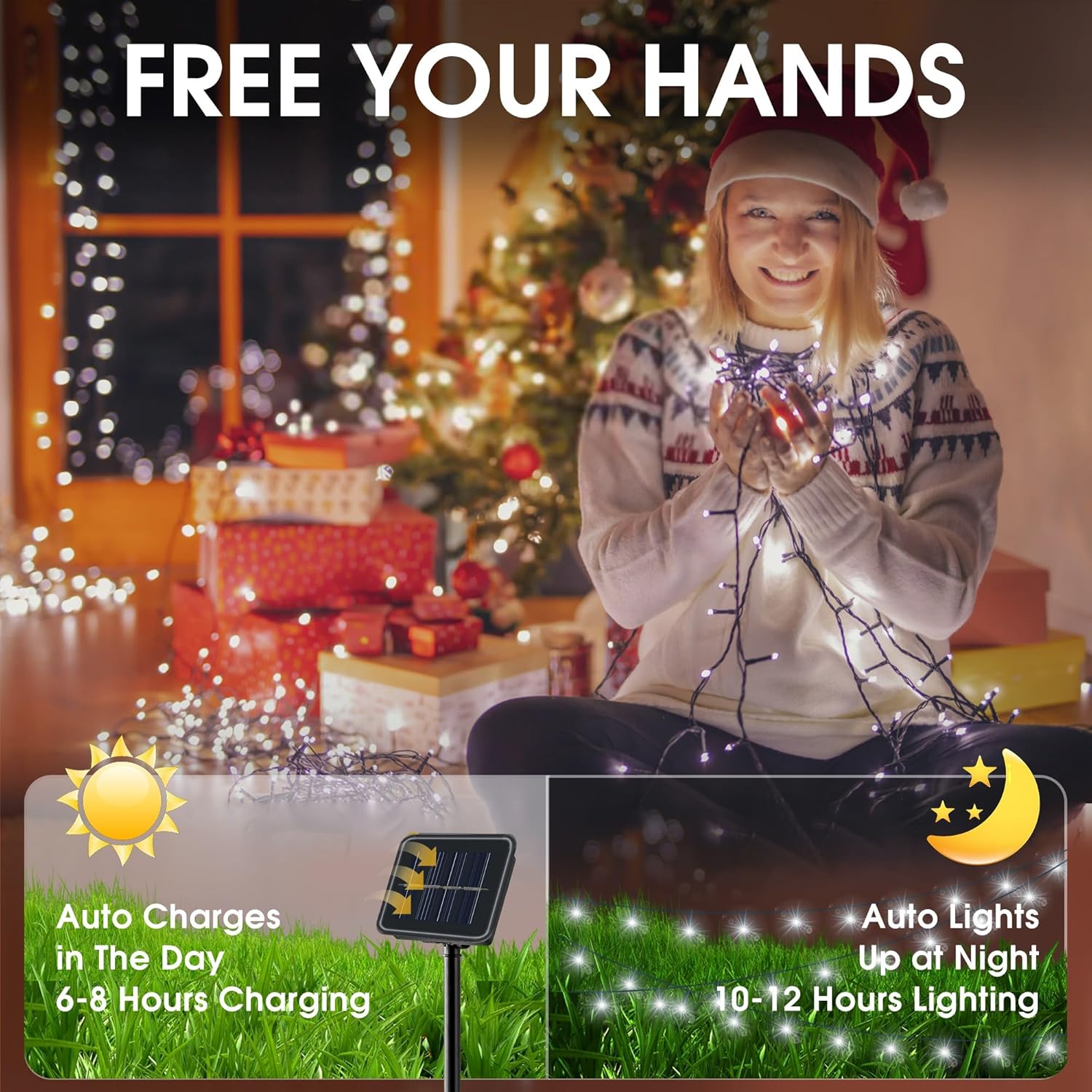 Solar String Lights Outdoor, 2 Pack 79Ft 200 Led Waterproof Solar Christmas Lights With 8 Lighting Modes For Tree Yard Garden Party Xmas Decorations