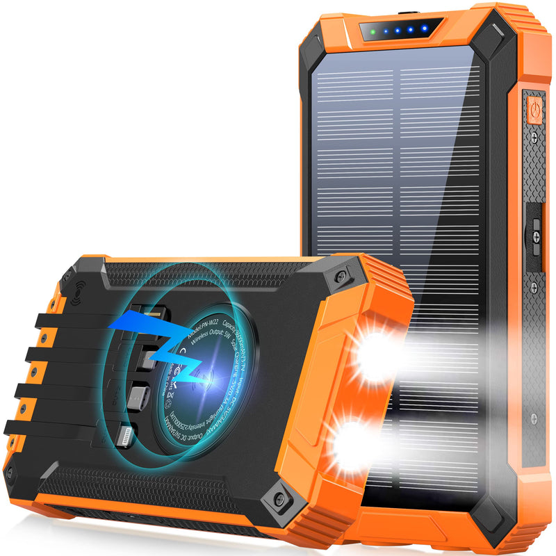 36000mAh Wireless Power Bank, 15W Fast Charger with Solar & Flashlights