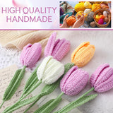 11 Pcs Crochet Flower Bouquet Handmade Knitted Tulip Bouquet Artificial Flowers Fake Tulips For Mothers Day Teacher Appreciation Nurse Gift (Purple)