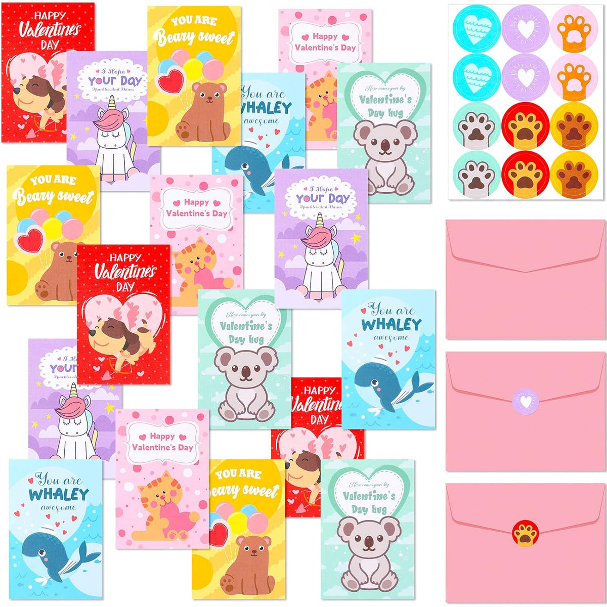 240 Pcs Mini Valentine'S Day Cards For Kids Assortment Bulk Classroom Exchange Kids Greeting Animal Box Foldable Love Heart Greeting Cards With Envelopes And Stickers