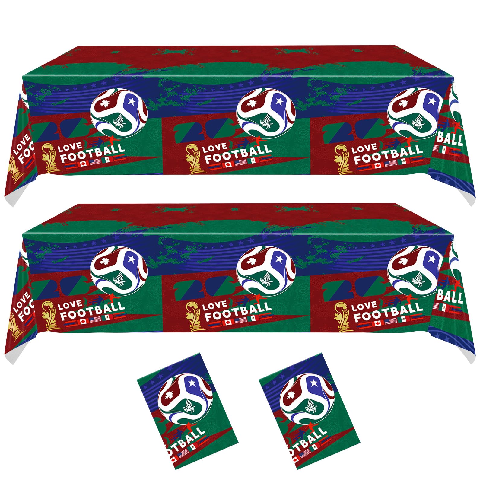 2Pcs World Football Match Cup Celebration Tablecloth 54 x 108 Inch Disposable Plastic Tablecloth Soccer Party Supplies 2026 Soccer Festival Table Cover?World Tournament Cup Party Football Event