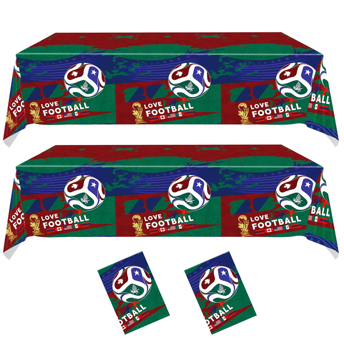2Pcs World Football Match Cup Celebration Tablecloth 54 x 108 Inch Disposable Plastic Tablecloth Soccer Party Supplies 2026 Soccer Festival Table Cover?World Tournament Cup Party Football Event