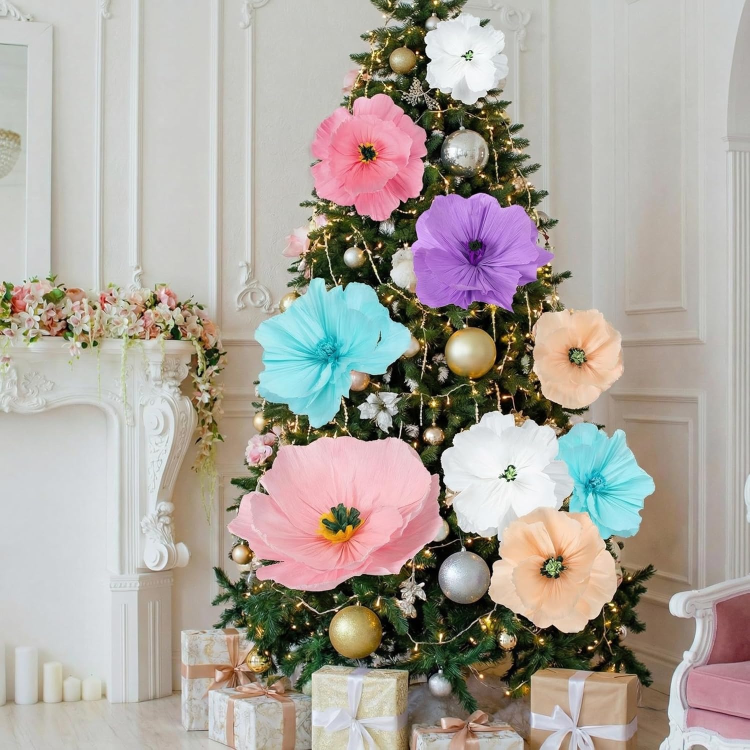 12 Pcs Giant Paper Flowers Decorations For Wall 20" 12" 3D Artificial Flowers For Wedding Backdrop Baby Shower Bridal Shower Birthday Party Banquet Nursery Home Decor Photography Props