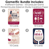 Big Dot of Happiness But First, Wine - 4 Wine Tasting Party Games - 10 Cards Each - Gamerific Bundle