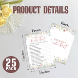 Bridal Shower Games, 25 Game Cards, Wildflowers Theme Games Card For Wedding, Bridal Shower, Engagement, Bachelorette Party, Wedding Party Game For Decorations Favors Supplies -A09