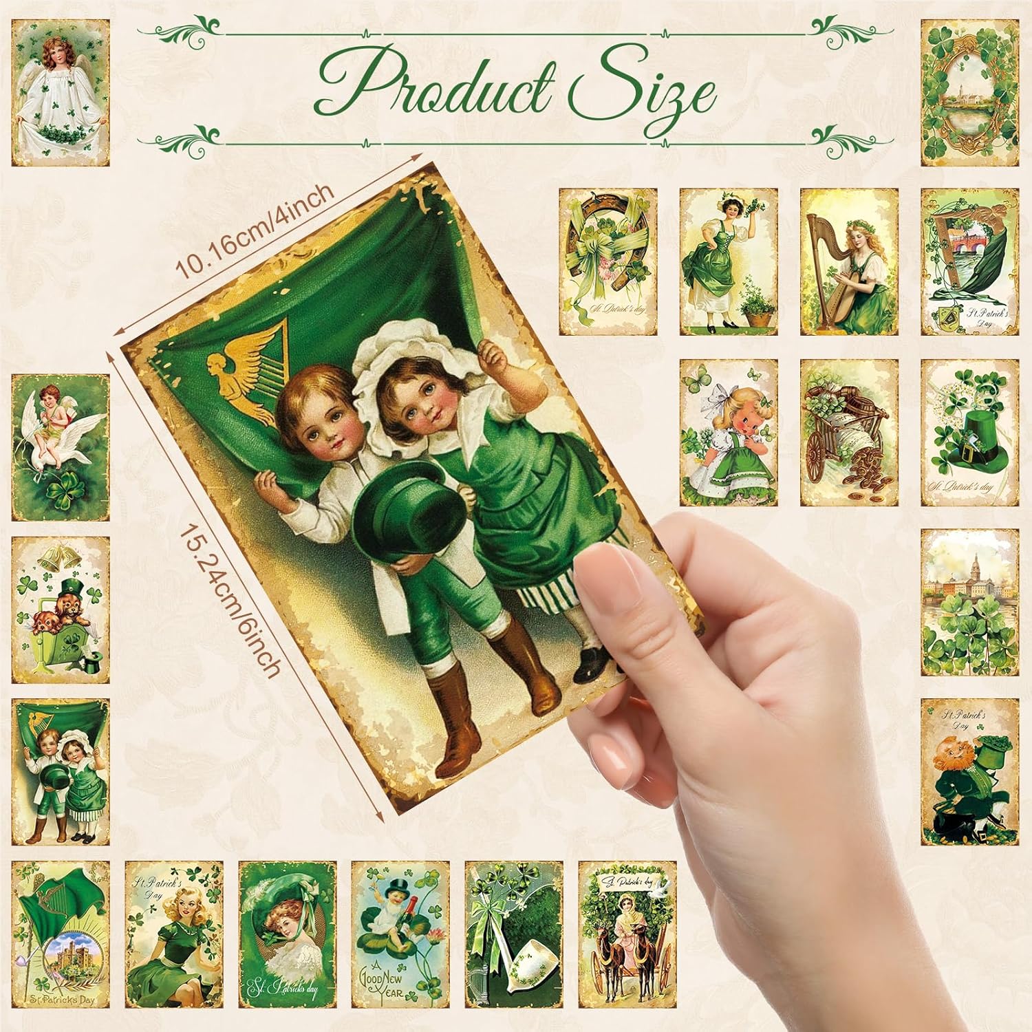 80 Pcs Vintage St. Patrick 'S Day Cards Bulk 4 X 6'' Green Shamrock Saint Patricks Day Postcards Clover Irish Greeting Cards Gifts For Holiday Irish Party Favor Celebrations Supplies