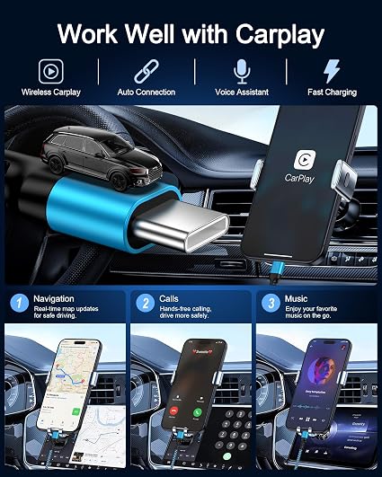 2 Pack 3FT USB A to USB C CarPlay Cable Fast Charging Cord for iPhone 17 16 15 Braided White