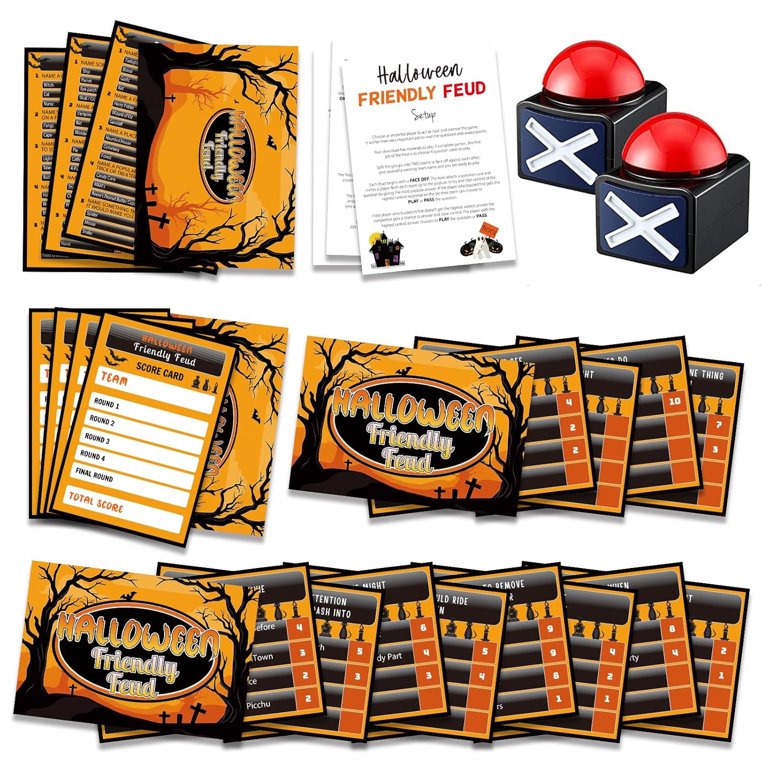 Two Buzzers, Friendly Feud Game Card - Party Game Supplies