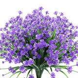10Pcs Artificial Flowers,Fake Greenery Faux Plastic Bushes Fake Shrubs Uv Resistant No Fade Faux Plastic Flowers For Wedding Hanging Bouquet Indoor Outdoor Home Garden Office Kitchen(Purple)