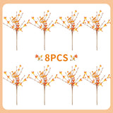 Artificial Fall Flowers 8 Pcs Fall Floral Picks 17 Inch Orange Berry Stems With Berries Flowers For Autumnthanksgiving Harvest Festival Flower Arrangement Vases Centerpieces