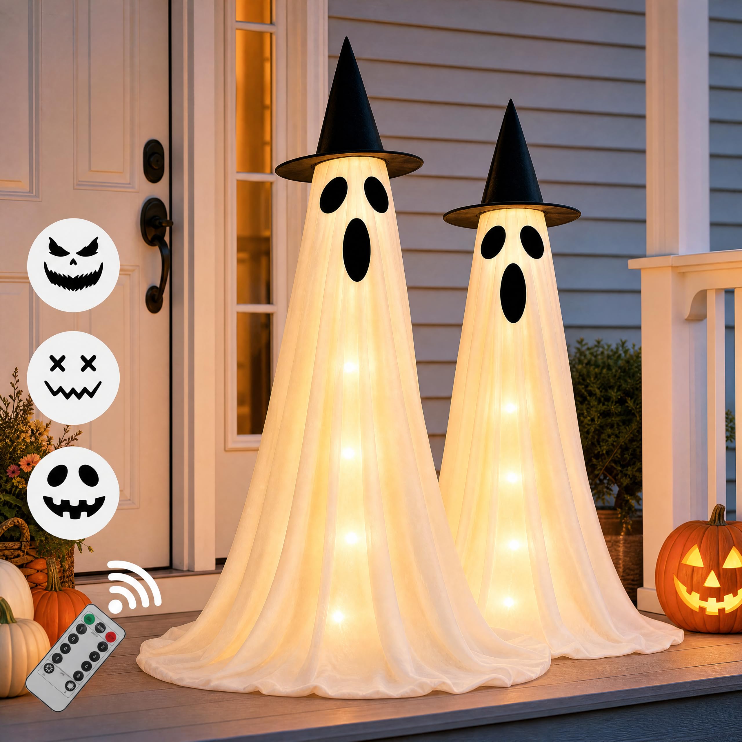 2?Pack 63" Halloween Decorations Outdoor Indoor with Remote Control