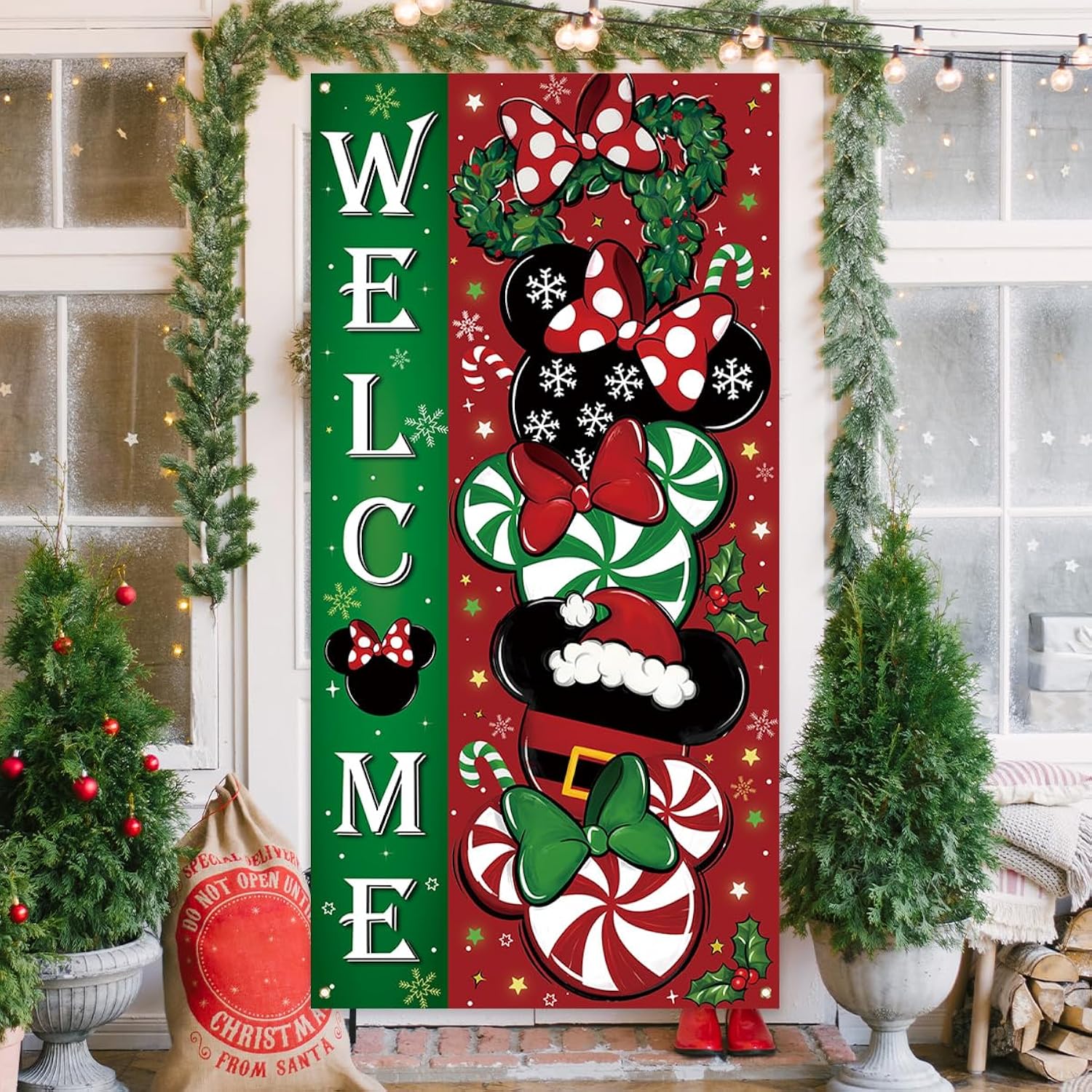 Christmas Cartoon Mouse Banner New Year Winter Xmas Decor Red Christmas Decorations For Home Party