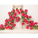 Bendable Artificial Flower Garland Faux Rose Vine Hanging Floral Garland For Wall Decor Trellis Fence Home Room Garden Wedding Decoration(Fuchsia, 2Pcs)