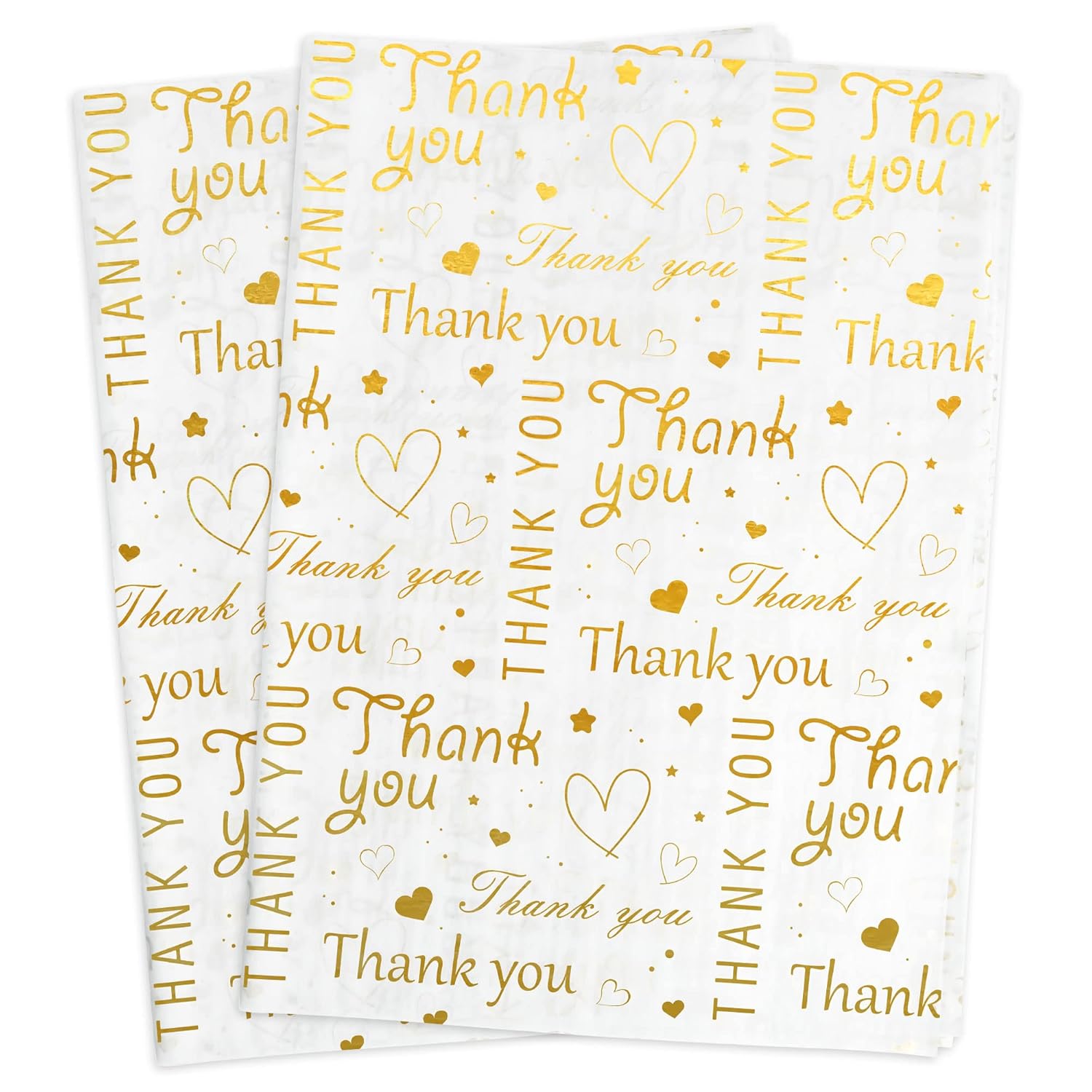 50 Sheets Gold Thank You Tissue Paper Bulk,White With Golden Thank You Tissue Paper For Small Business,Packaging,Gift Bags,14 X 20 Inch (Gold)