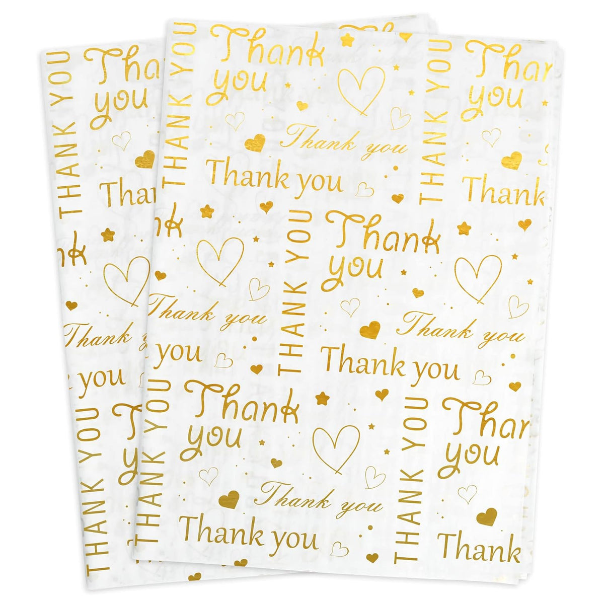 50 Sheets Gold Thank You Tissue Paper Bulk,White With Golden Thank You Tissue Paper For Small Business,Packaging,Gift Bags,14 X 20 Inch (Gold)