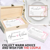 Pink Bow Advice And Wishes For The Mr And Mrs - 50 Packs Wedding Advice Cards Bridal Shower Game Cards With Box Reception Guest Book For Bride Groom Newlywed Engagement Party Decoration -A05