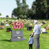 Sympathy Flower For Headstone - Artificial Tulips Roses Grave Flowers For Cemetery Easy Fit Outdoor Decoration