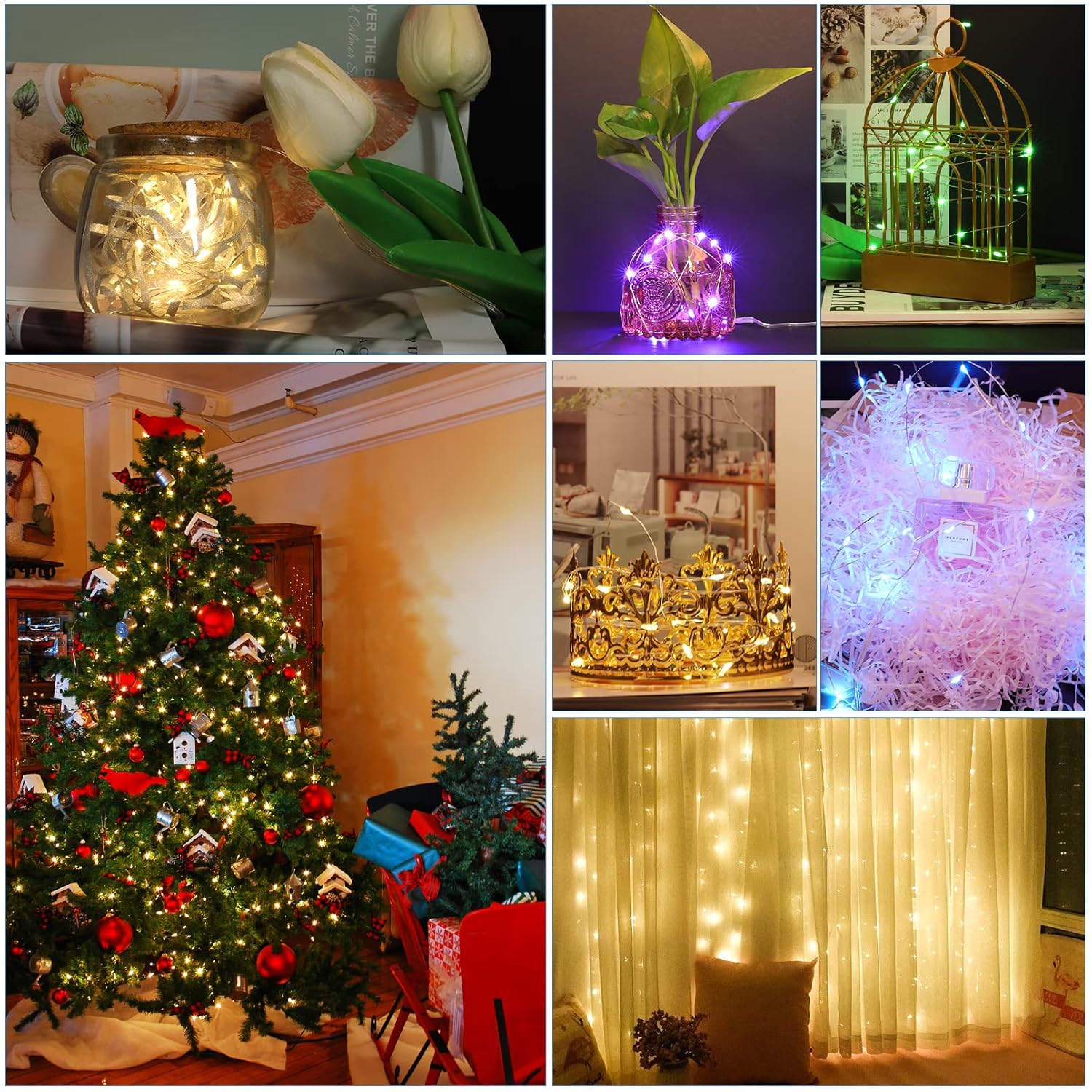 12 Pack Fairy Lights, 7Ft Copper Wire Firefly Starry Lights, 20Led Mini String Lights, Waterproof Fairy String Lights, M