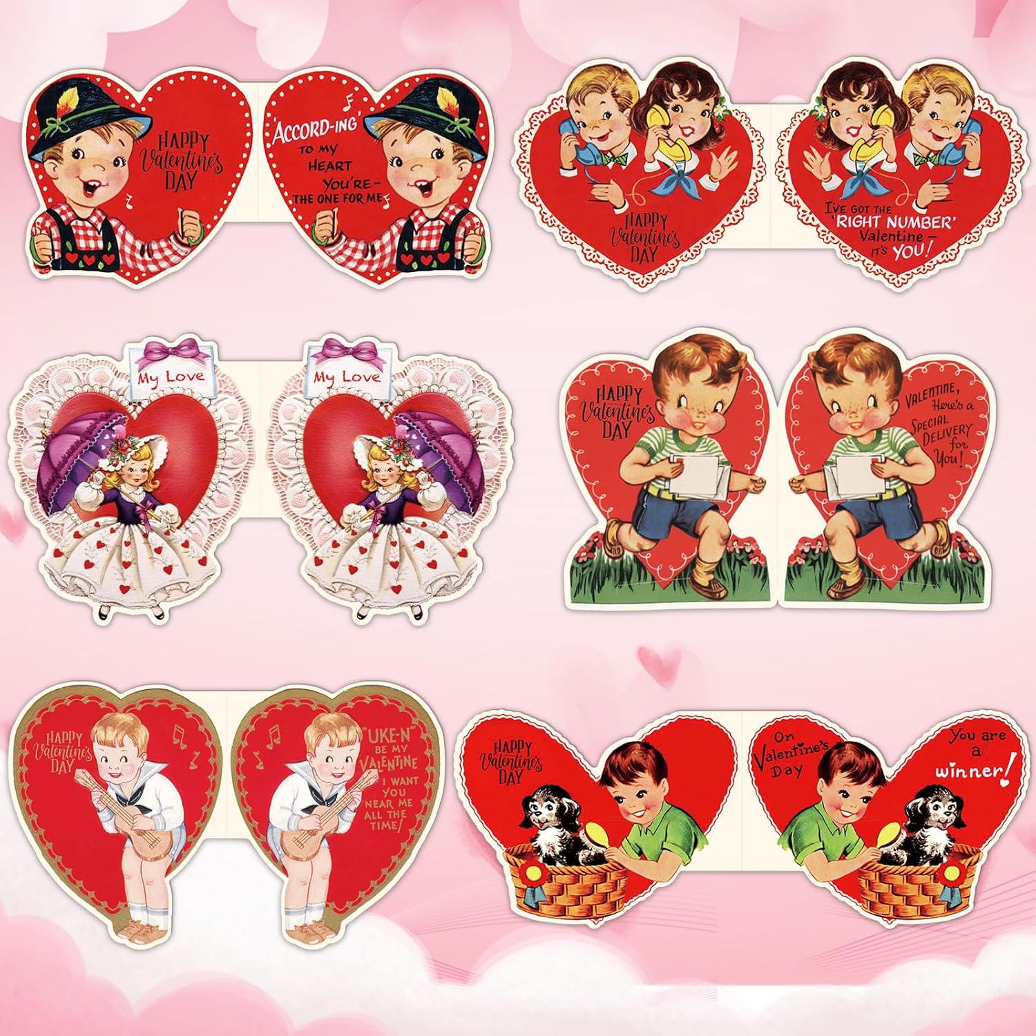 Vintage Valentine'S Day Cards With Envelopes For Adults Kids Boys Girls Classroom Exchange 24 Pcs Retro Valentines Day Cards