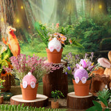 3 Pcs Easter Flower Pot Decor Easter Table Centerpiece Indoor Decorations With Plush Bunny Tail Spring Artificial Flowers Tabletop Decorations For Egg Hunt Party Decor