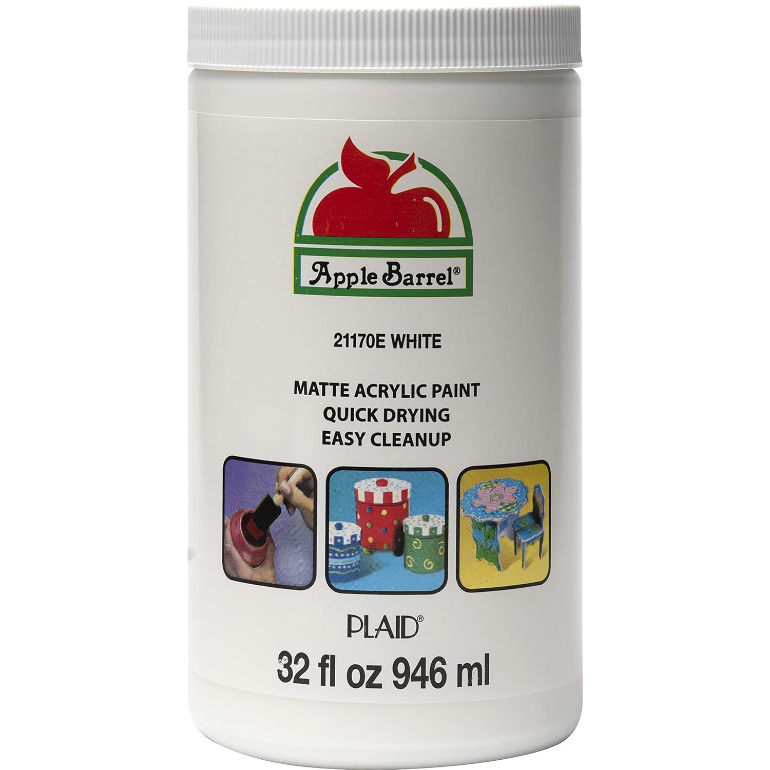 Apple Barrel White Acrylic Paint 32 Fl Oz (Pack of 1)